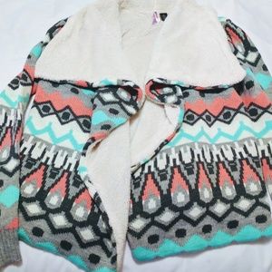 Aztec Print Sherpa Cardigan